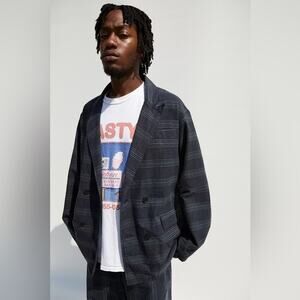 Loom Urban Outfitters Check Double Breasted Blazer Size Small Academia Grunge